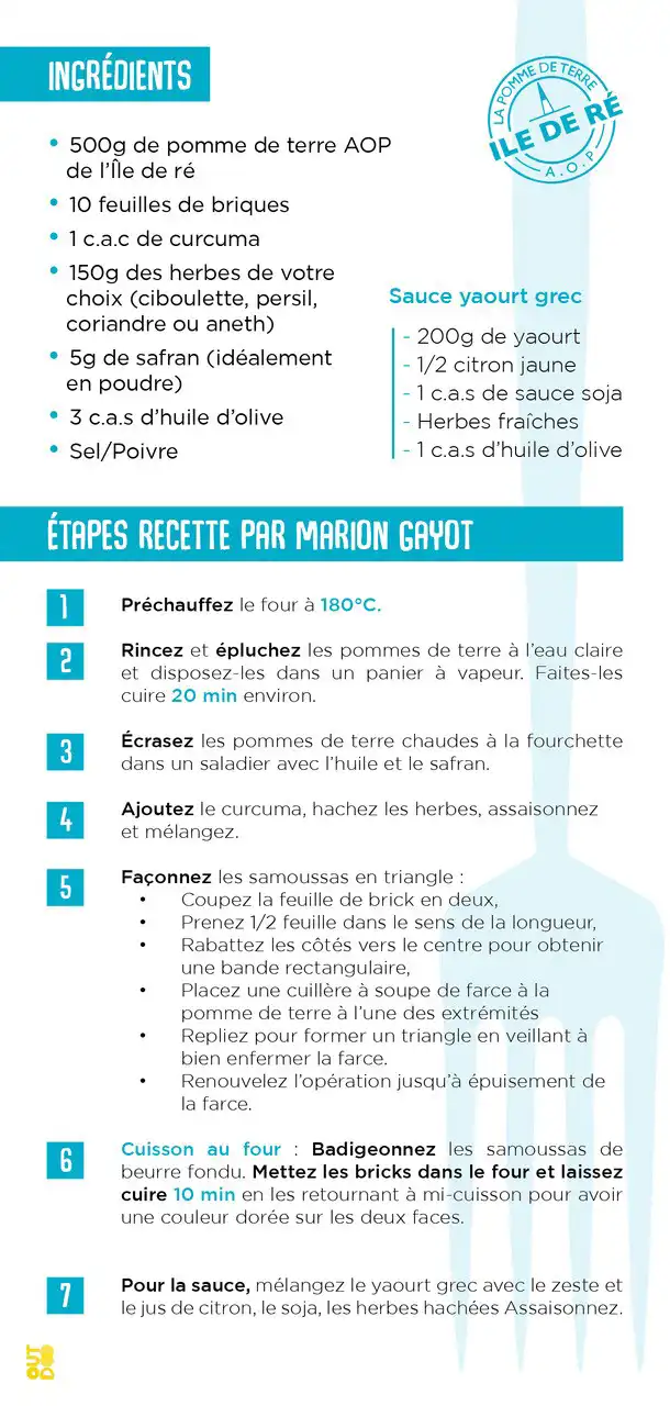 recette autour de la pomme de terre de l'ile de ré